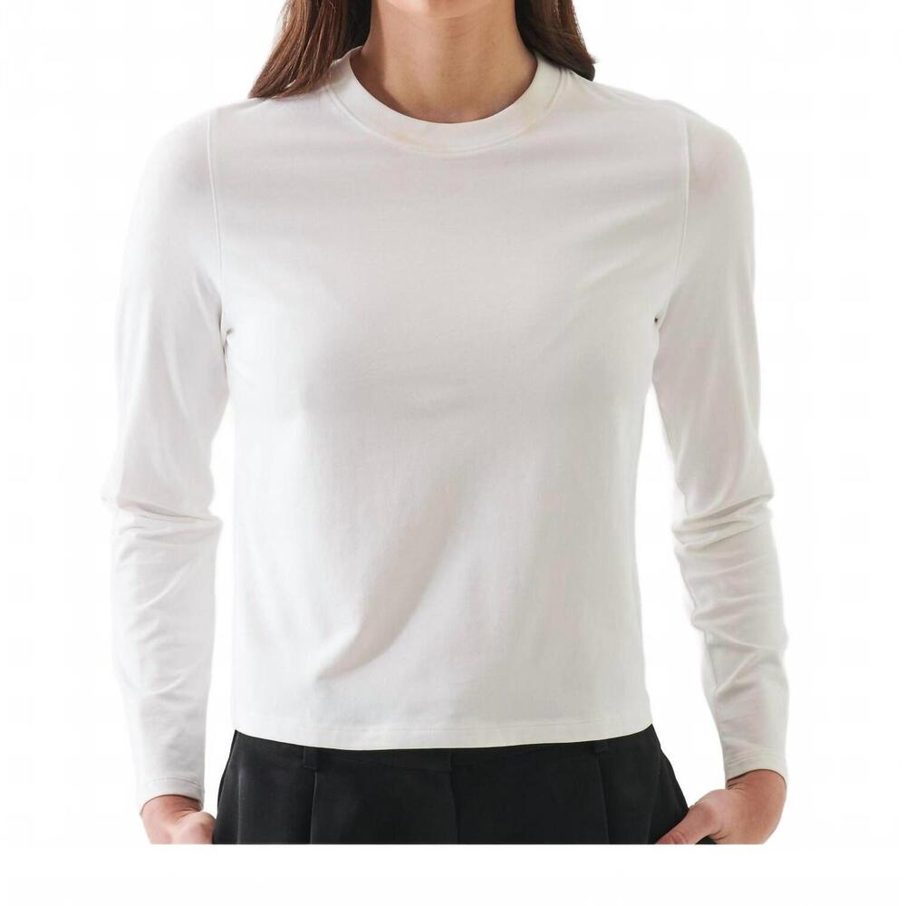NEW PATRICK ASSARAF long sleeve iconic pima stretch baby tee in white